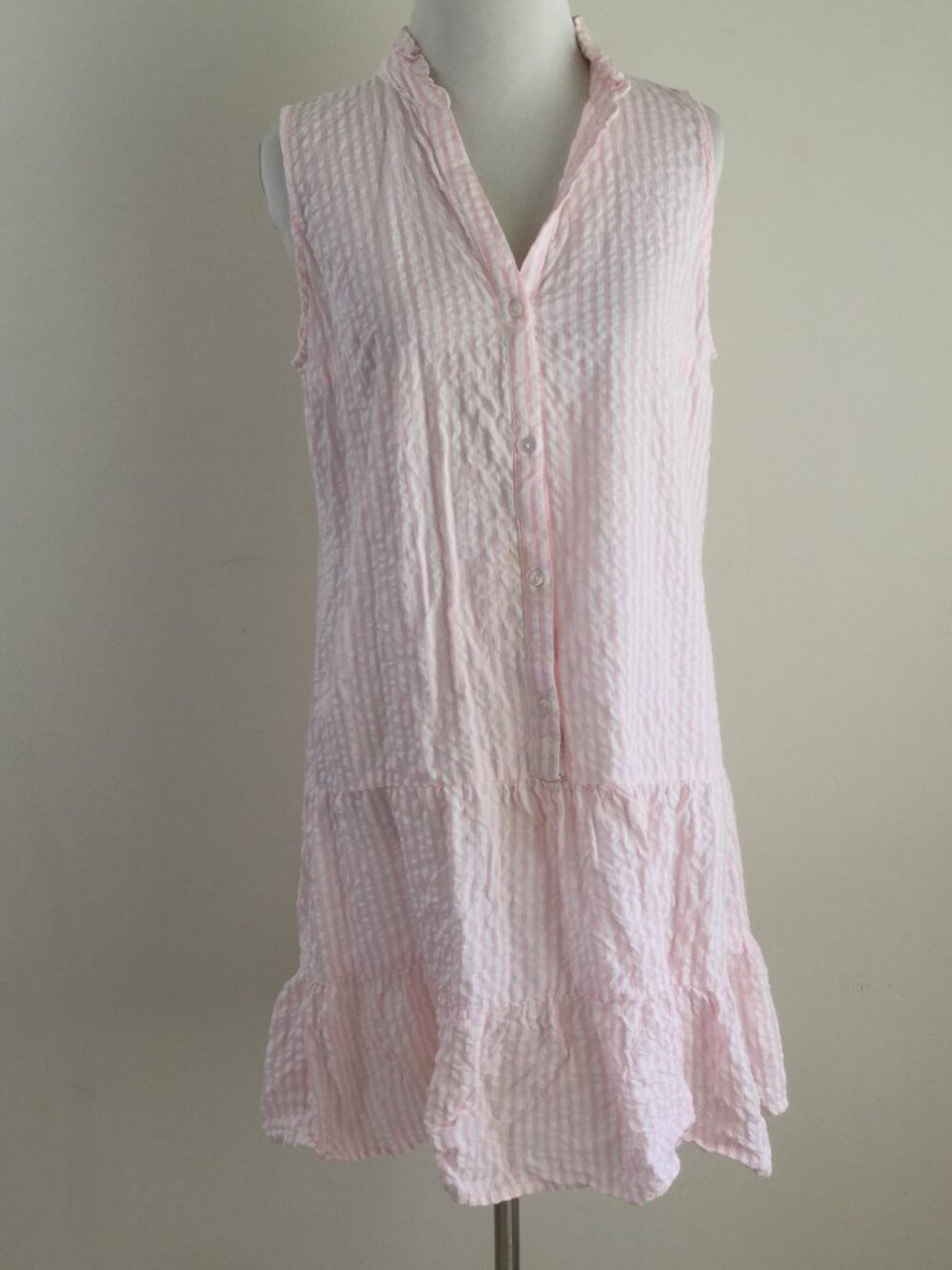 Madison Grey Pink/White Stripe Mini Dress m